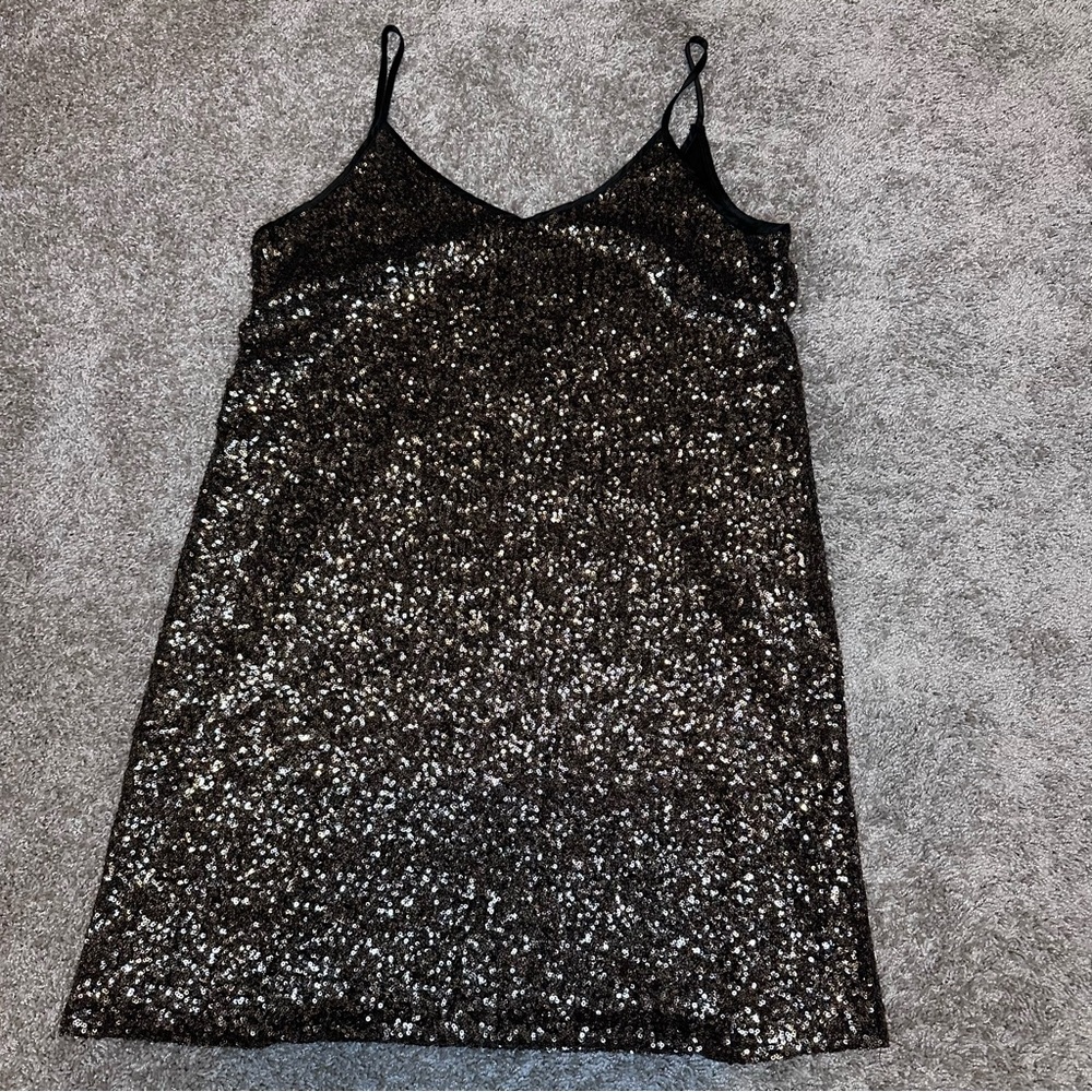 Gold Sequin Mini Dress, Size XL